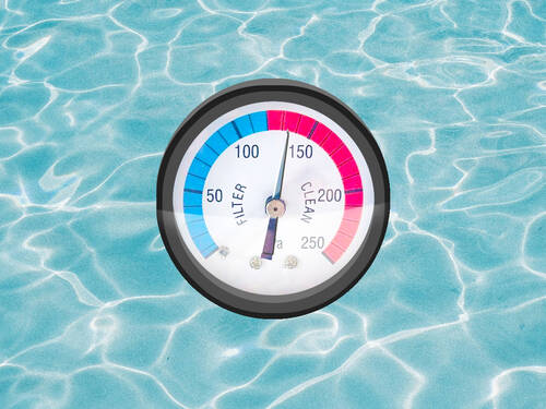 Swimming pool filter pressure guage