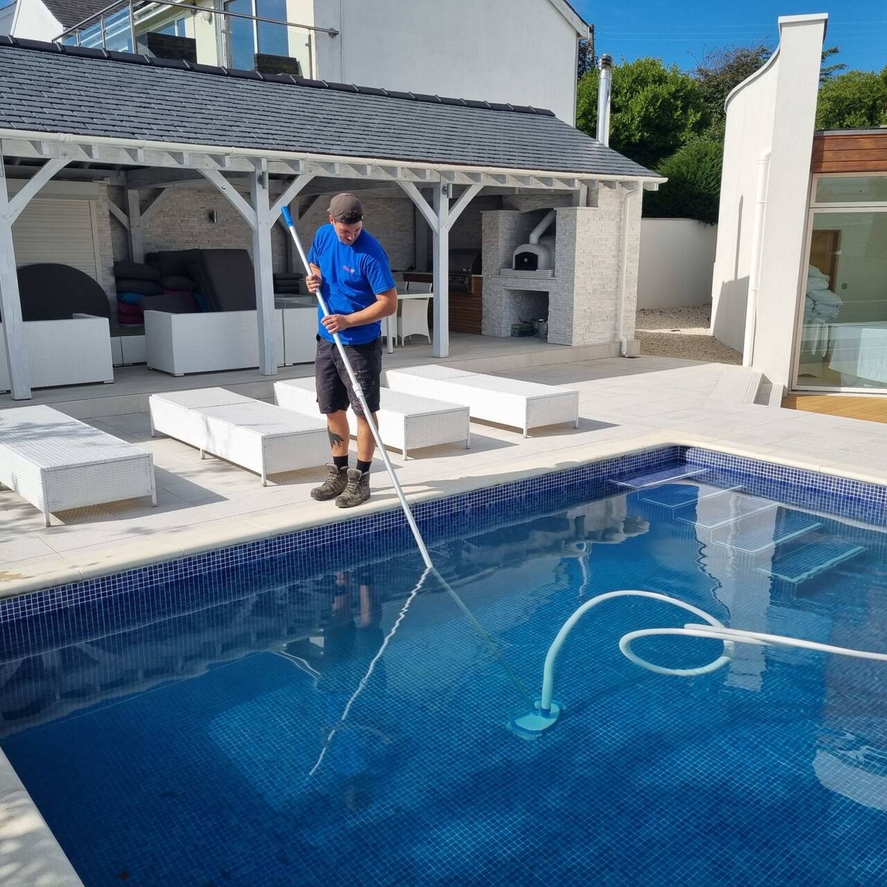 Outdoor swimming pool during service vac
