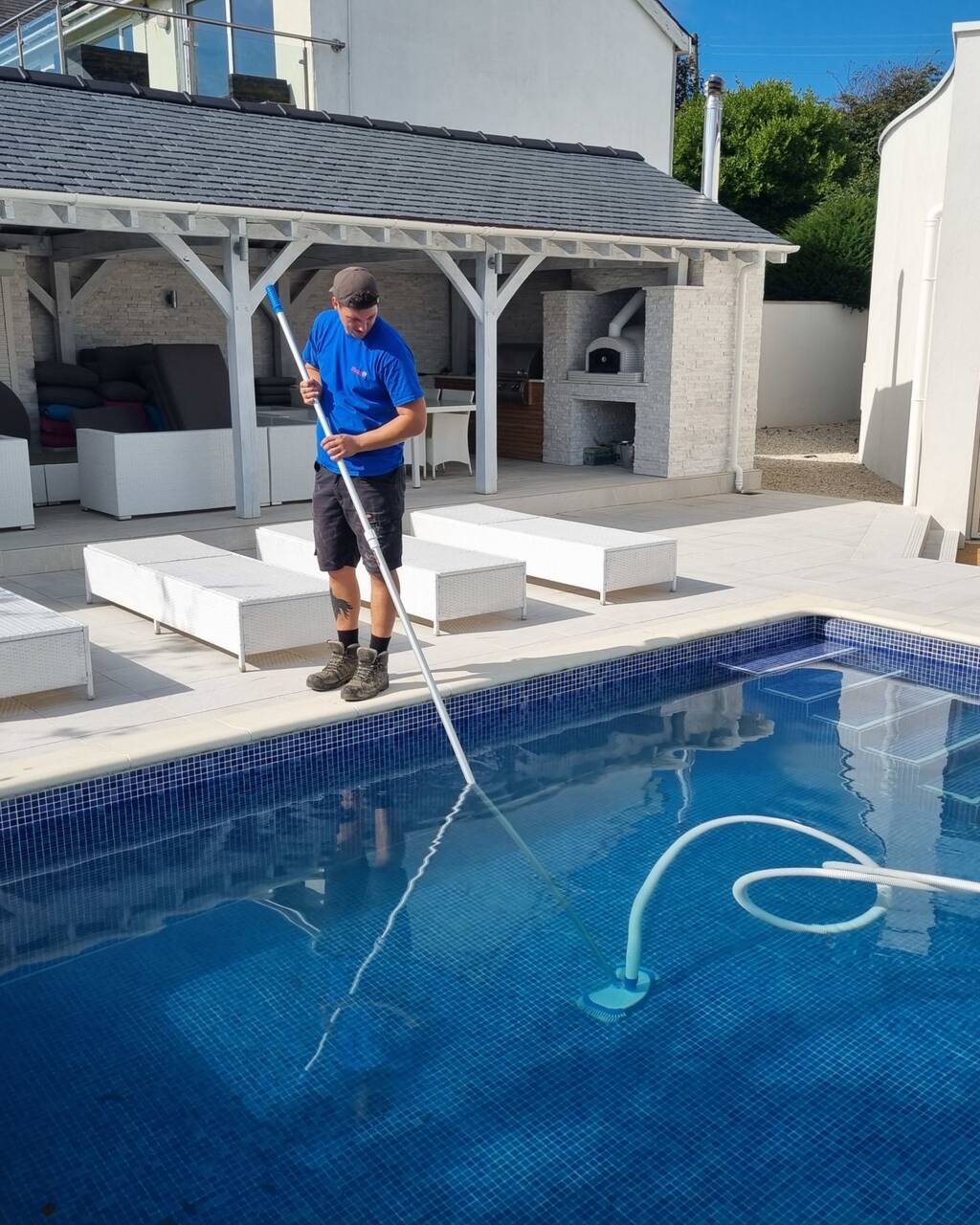 Outdoor swimming pool during service vac